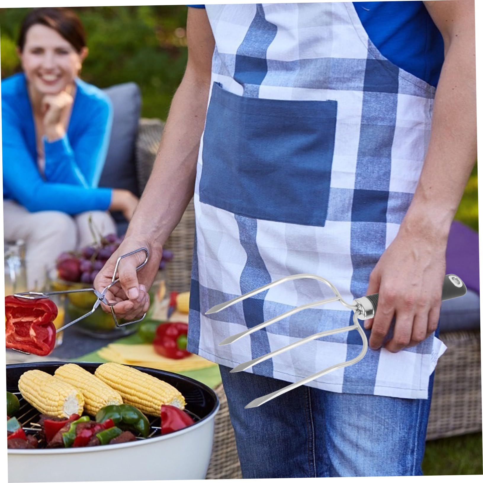ibasenice 3 Pezzi da Barbecue Inossidabile con Utensile per Grigliate Carne per Arrosti All