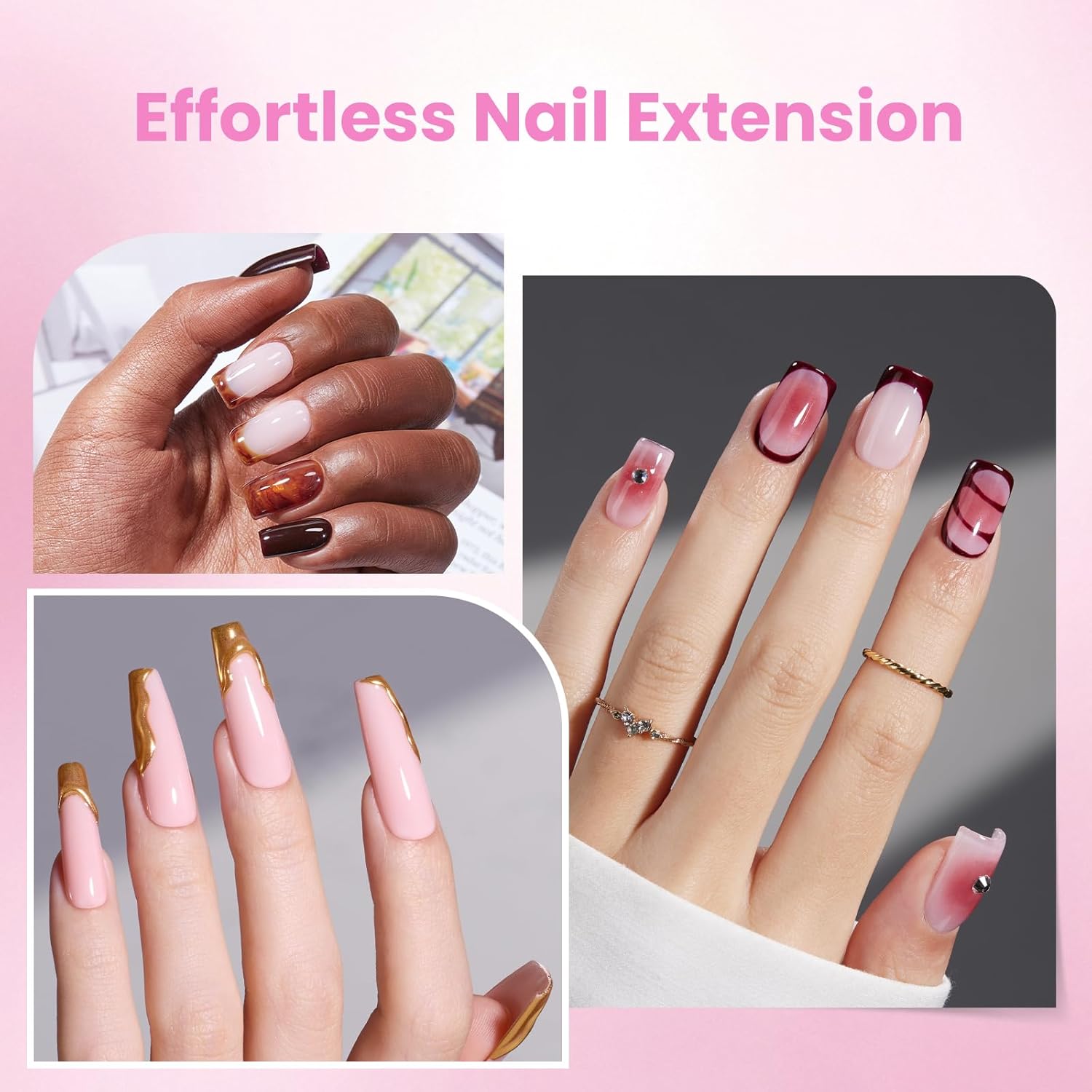 Beetles Tipex Lite Apex Nail Tips Kit, Square Short, 192pcs 16 Sizes,with UV Nail Glue, Base & Top Coat, Mini Nail Lamp, Nail Clipper & Cuticle Nipper,Pre-Building Pre-Etched Acrylic Tips Kit