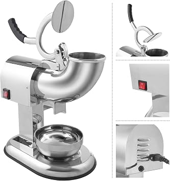 Snow Cone Machine - Ice Shaver with Powerful 250W Motor - Easy to Use Countertop Crushed Ice Maker by Great Northern Popcorn (Stainless-Steel)
