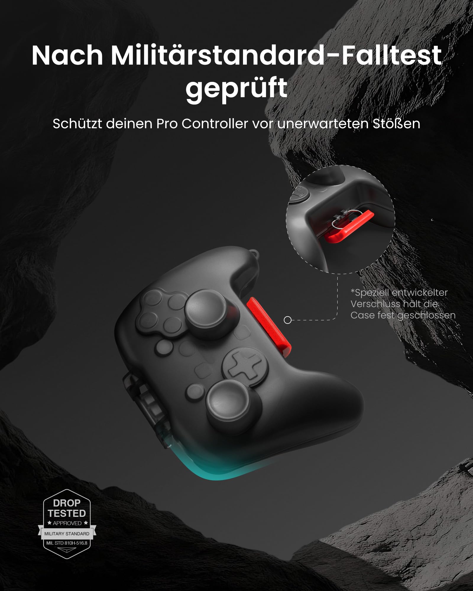 tomtoc Aufbewahrung Tasche Hülle für Nintendo Switch 2 Pro Controller 2025, Staubabweisend Kratzfest Stoßfest Schutzhülle für Unterwegs Reise, Hartschalenetui Travel Case mit Militärstandard-Schutz