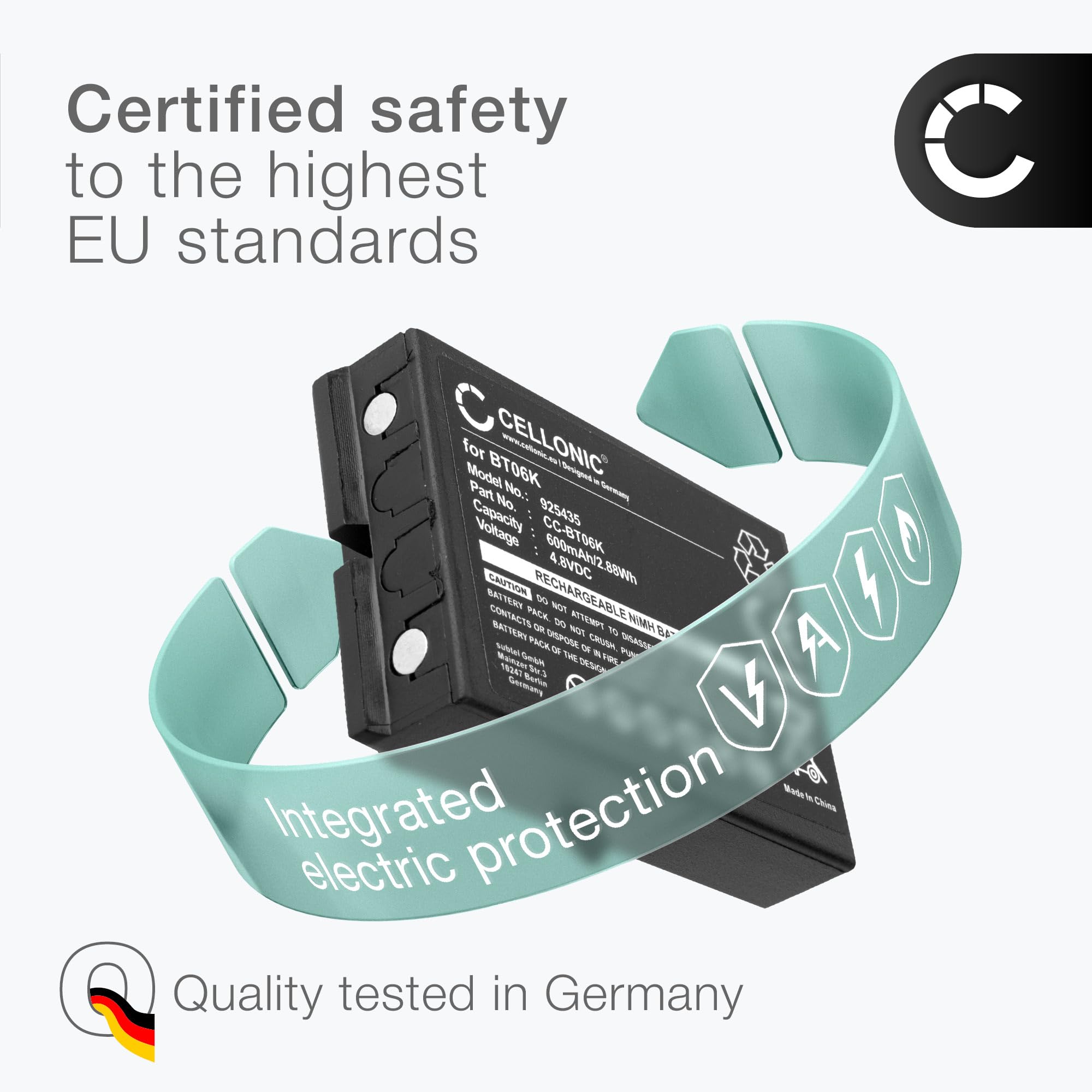 CELLONIC 2X Akku kompatibel mit Ikusi ATEX transmitters, Rad-TF | 2x, (600mAh-4.8V-NiMH), Fernbedienung Akku, für Ikusi ATEX transmitters, RAD-TS, T71, T70-2, RAD-TF transmitters