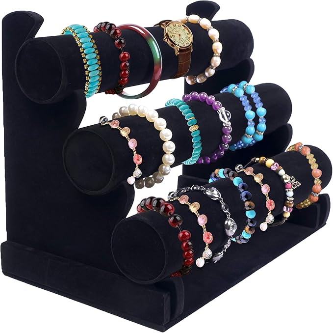 Bracelet Holder with Three Tier Racks Velvet Bracelet