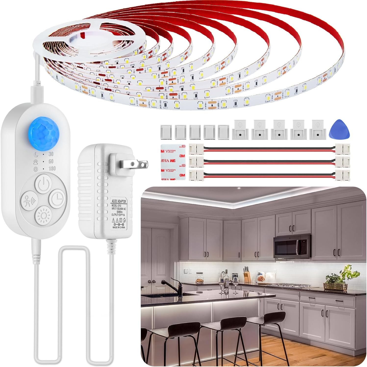 orgaror Motion Sensor LED Light Strip, Plugin Under Lights