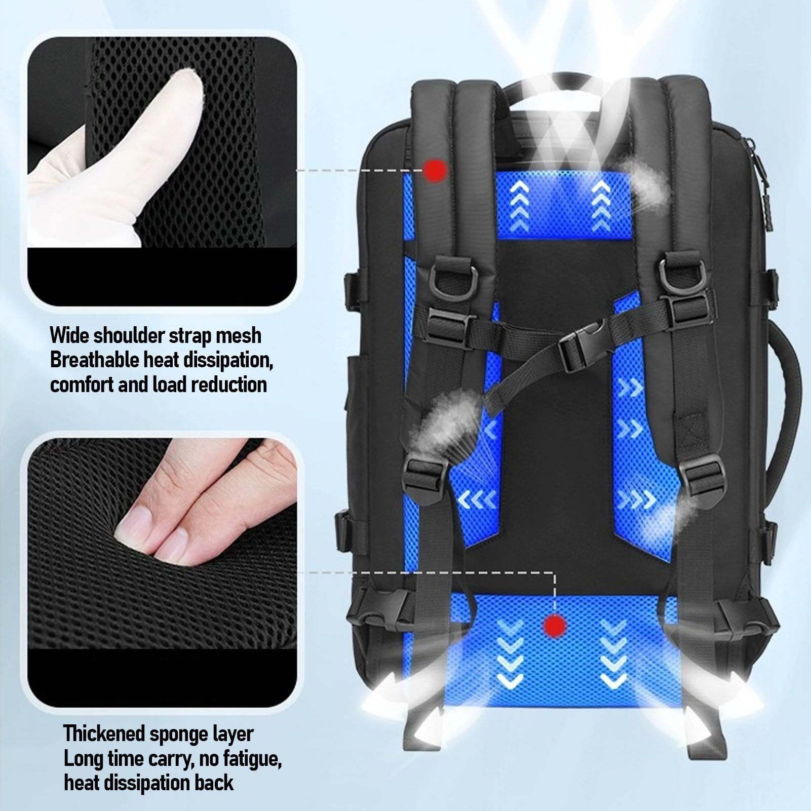 PVC Oxford -Rainfish Viopum Compression Zackpack per Viaggiatori D'affari per Laptop da 17,3 Pollici (BLACK)