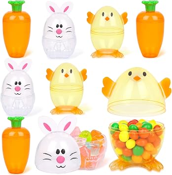 9 Pcs Easter Eggs Shell Bunny Chick Shaped Novelty Themed Characters for Easter Egg Hunt, Basket Stuffers Filler, Fillable Shells, Party Supplies