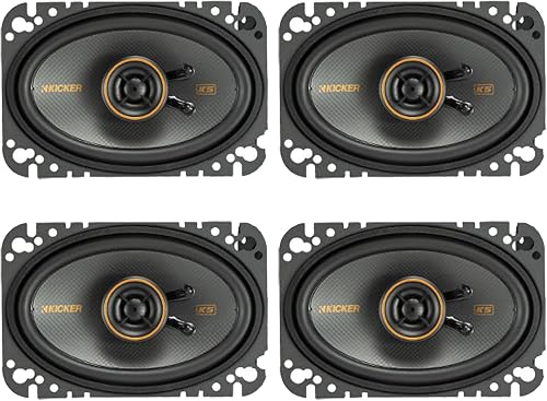 KICKER 4x6 150 Watt Peak Power 4-Ohm 2-Way Thin-Mount Car Audio Speakers (Qty 4)
