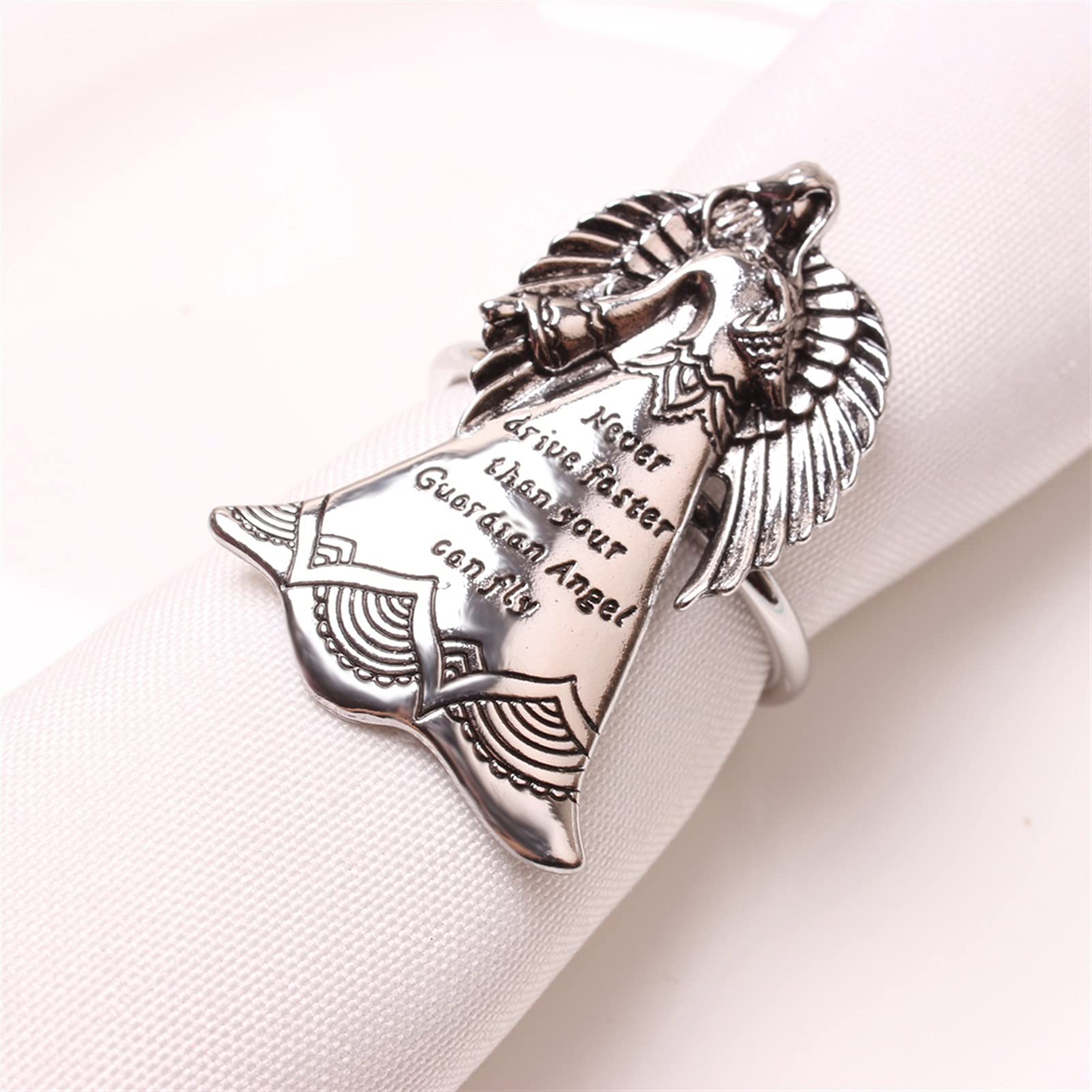 El anillo de la servilleta de la servilleta de la servilleta de la servilleta del ángel del ángel del ángel de la servilleta (Color : Silver)