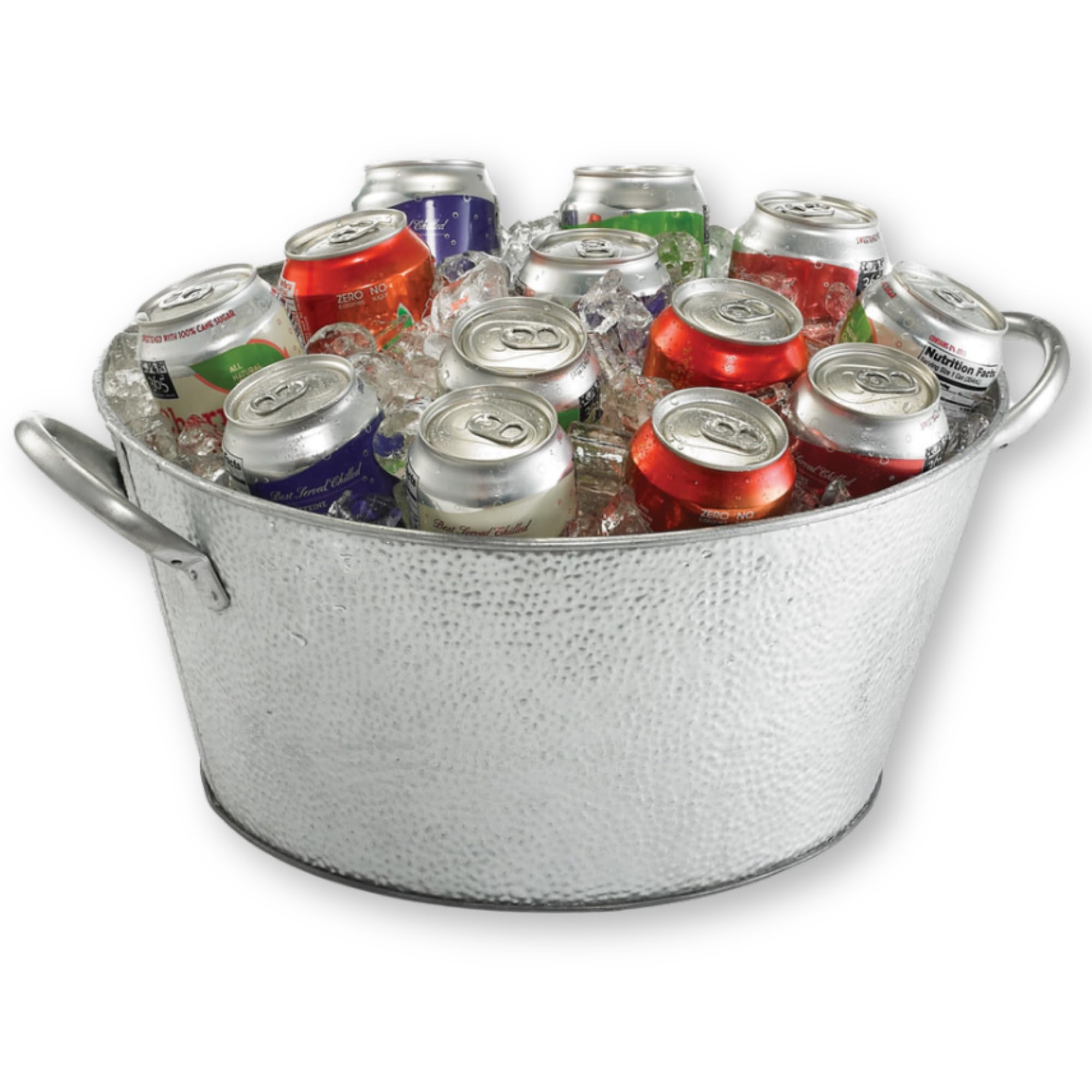 Galvanized Collection Round Beverage Tub by Tablecraft – 576 OZ, 4.5 gallons, Stainless Steel, Silver, Model GT1515