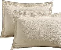 Vista 18 de WINLIFE - Funda de almohada acolchada 100 % de algodón con estampado floral (Estándar, Naranja Quemado)