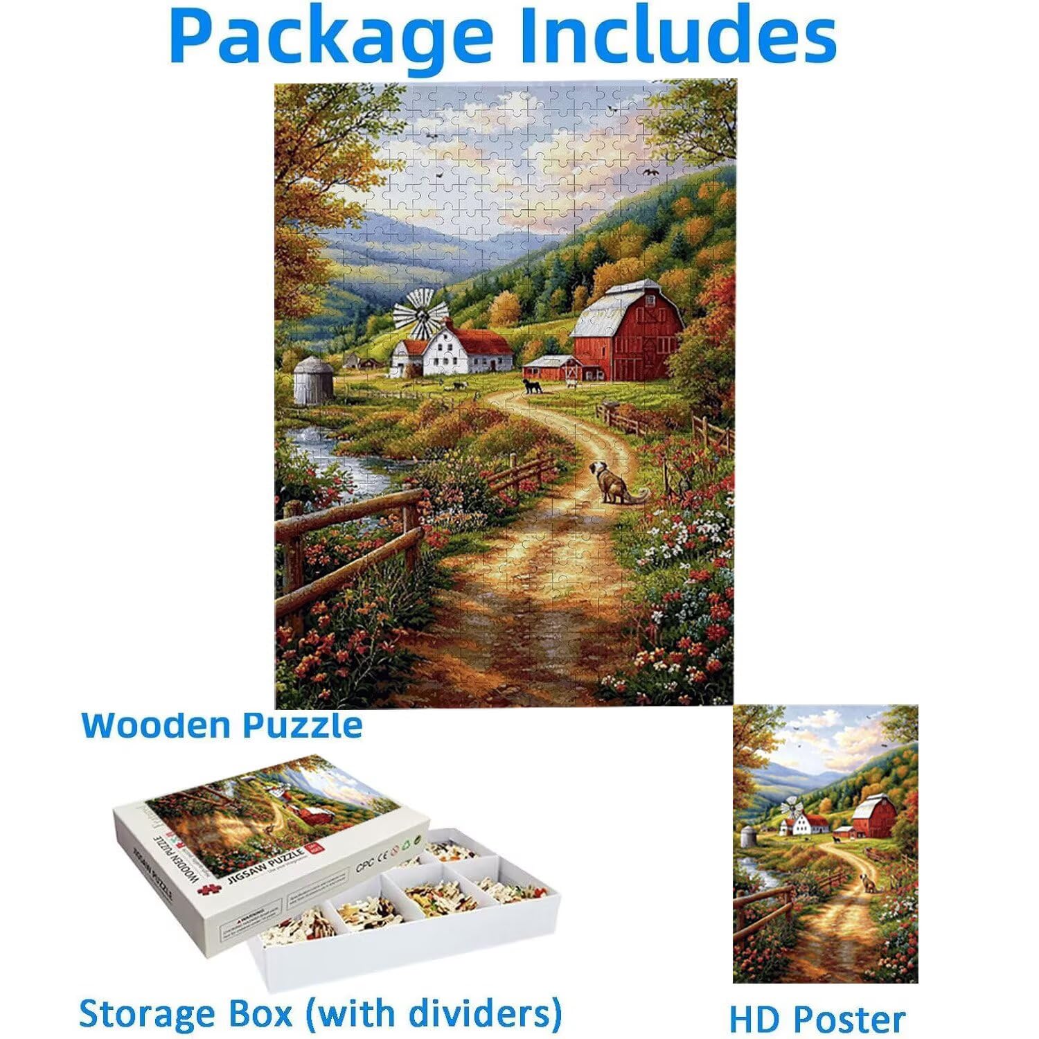 1500 Pezzi di Puzzle, Fattoria paesaggio1500 Pezzi di Puzzle per Adulti, Regalo di Anniversario, Regalo di Natale, Decorazione Della Casa, Prevenzione Della Degenerazione Cerebrale Negli Anziani v639