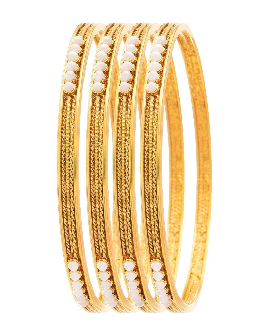 JFL - Jewellery for Less Traditonal Ethnic One Gram Gold Plated Pearl Bangle for Women & Girls.(Set of 4) (B073ZDVHFG) Amazon Price History, Amazon Price Tracker