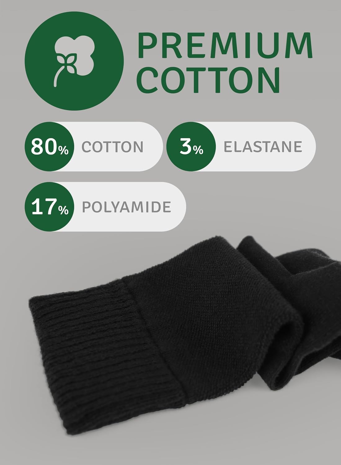 Mens Cotton Diabetic Crew Socks | Wide, Seamless, Non-Binding | Sizes:M (5-8), L (8-11), XL (11-13) | 3 Pairs