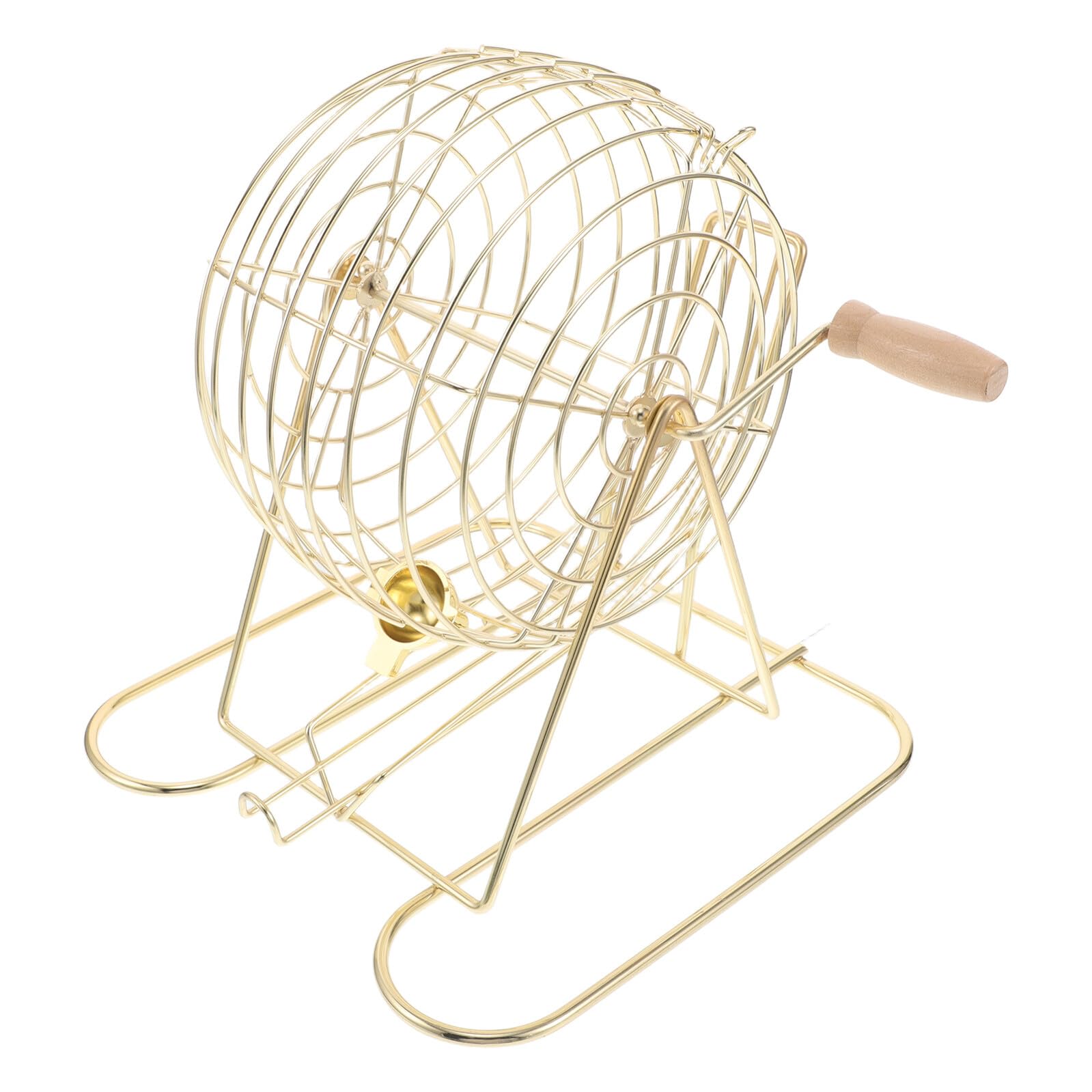Jaula de Bingo de Hierro y Madera para Niños, Dorado