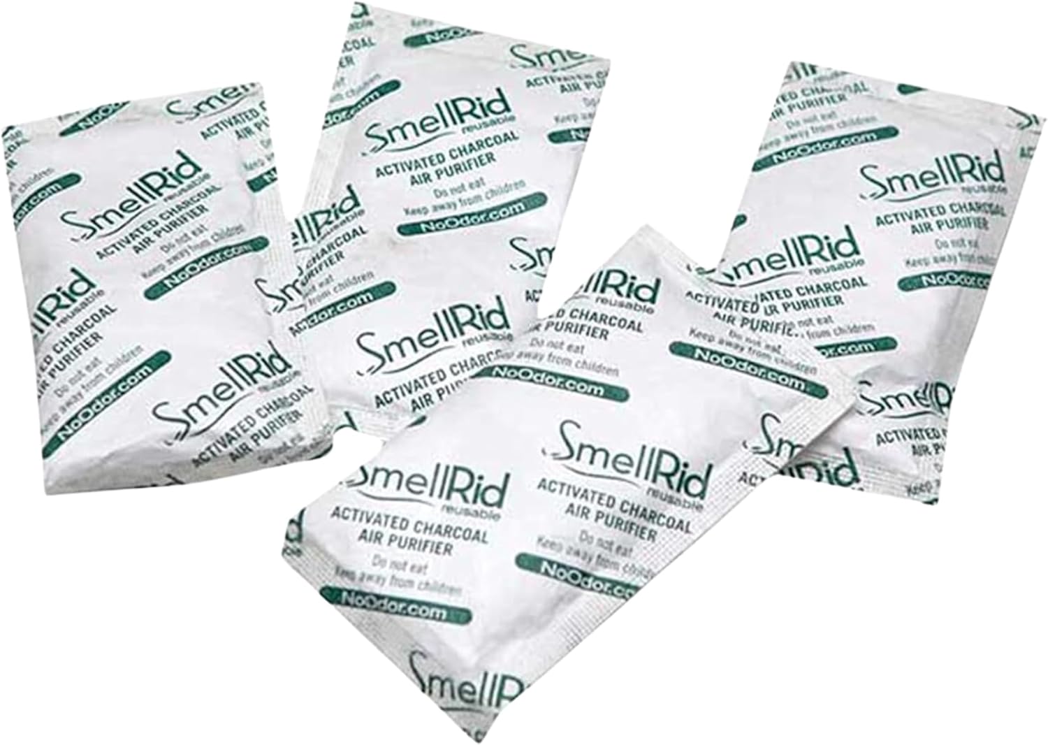 SMELLRID Reusable Activated Charcoal Odor Absorber That Works [10 Pack] - Medium 50 g (3.2" x 5”) Pack Treats 25 Sq. Ft. - Premium Natural Deodorizer for Purse, Helmet, Gloves, Pets, Safe & More