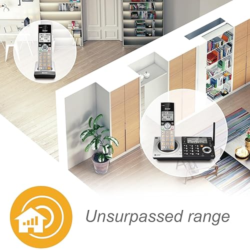 Miniatura 5 de AT&T CL83407 DECT 6.0 - Teléfono inalámbrico de 4 auriculares para el hogar con base de teclado dual, contestador, bloqueo de llamadas,
