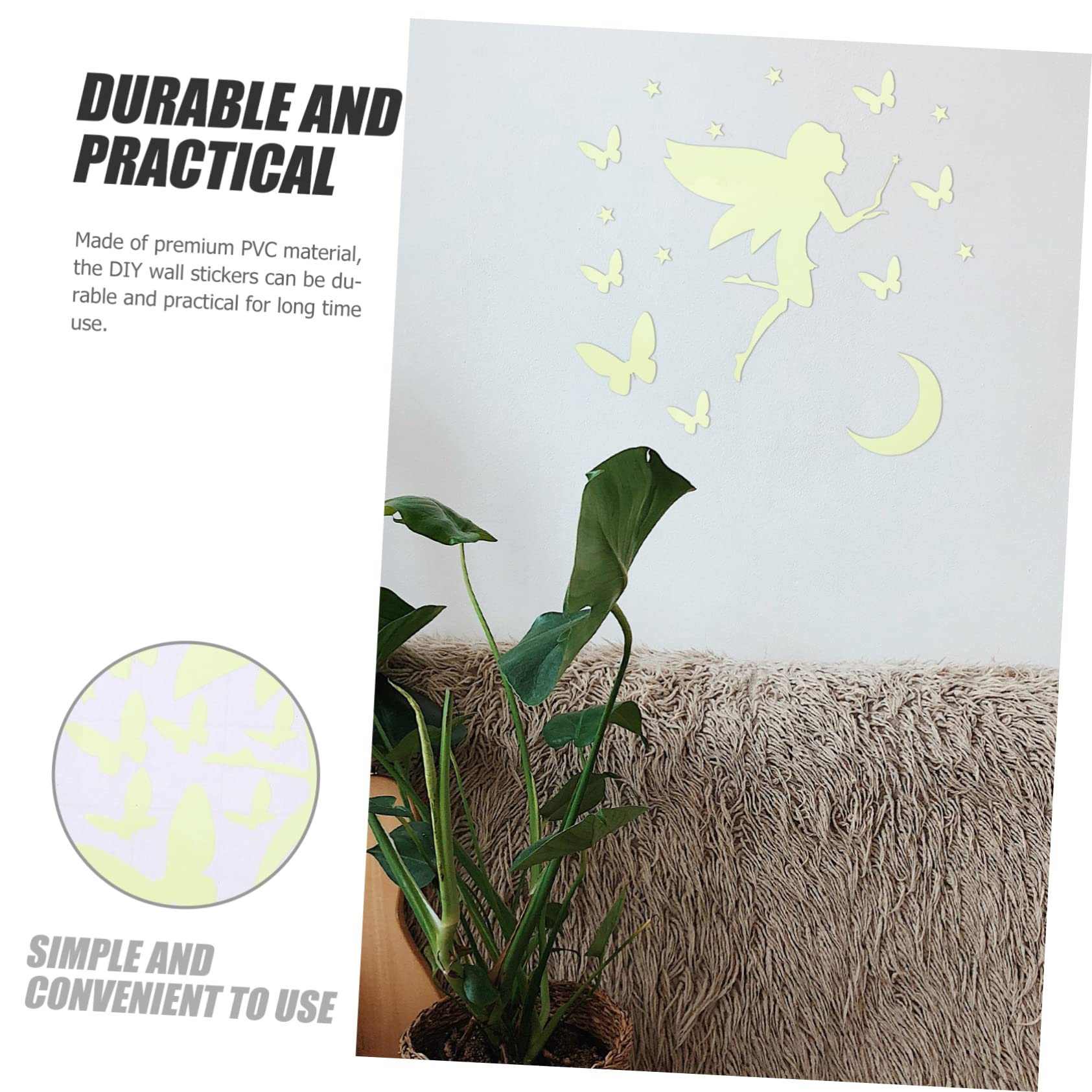 Abaodam 30hojas Pegatinas De Pared Luminosa De Hadas Decoración De Pared Adhesiva Para Efecto Brillante La Oscuridad Para Habitaciones Infantiles y Guarderías