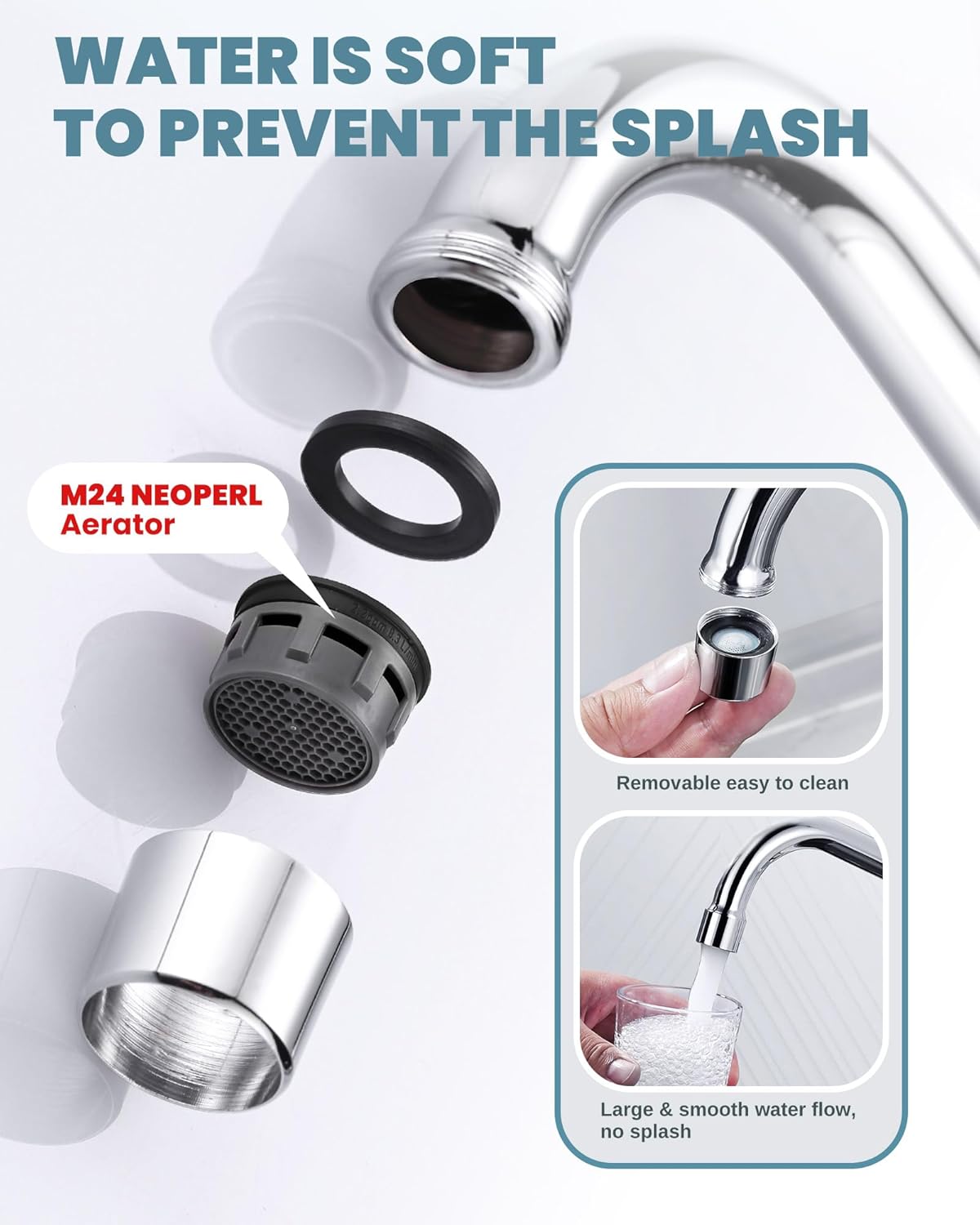 Commercial Faucet Swivel Spout Replacement: iVIGA 18“ Add-on Swing Nozzle - Chrome Polished Spout Replacement for Commercial Kitchen Sink Faucet - 1.8gpm/ 2.2gpm Aerator - G3/4 Internal Thread - Image 5