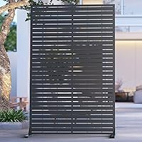 WIZWERK 6FT Outdoor Metal Privacy Screen - Rustproof Galvanized Steel Decorative Fence Panel with Stand for Patio Garden Balcony
