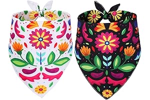 Whaline Mexican Dog Bandana Fiesta Pet Scarf Double-Sided Flower Pet Neckerchief