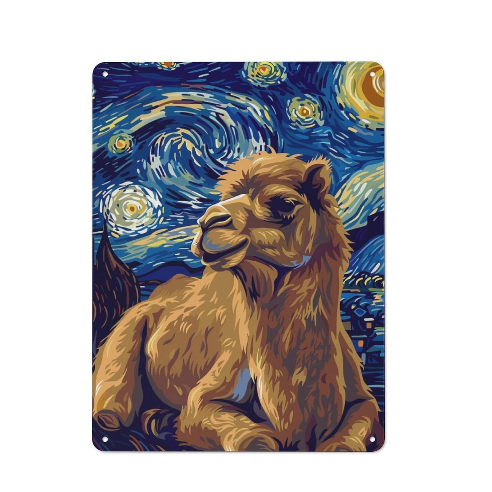 Junmoney Camel In Starry Night Style For Café Or Restaurant, Vintage Metal Sign 40X30cm, For Vintage Wall Decor Fans, For Cafés, Pubs And Restaurants