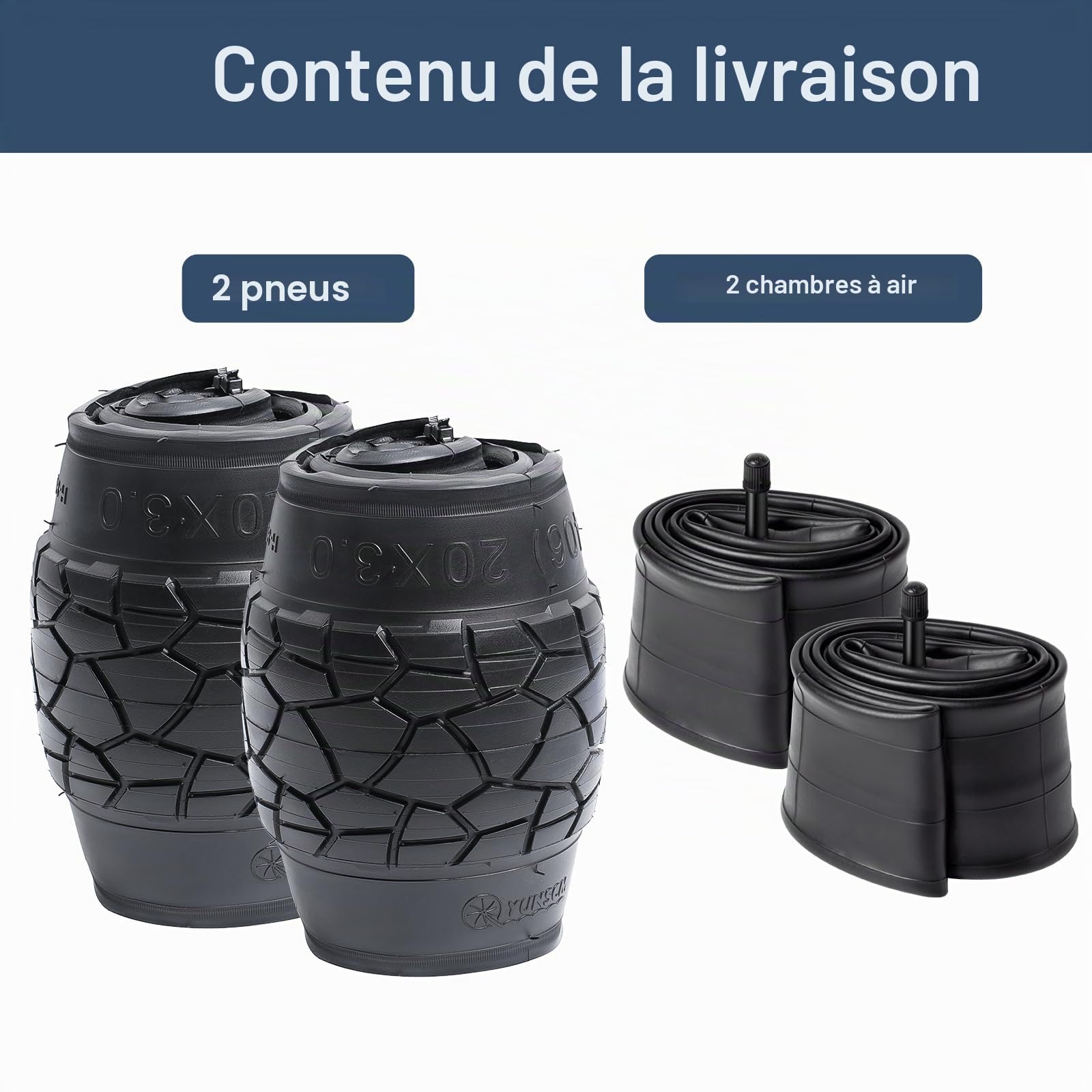 YUNSCM 2-PCS 20 Pouces Fat E-Vélot pneus 20x3.0/76-406 and 20 Pouces Vélo Chambre à air Schrader Valve Compatible with Electric Vélo 20x3.0 Bike pneus and Chambre à air