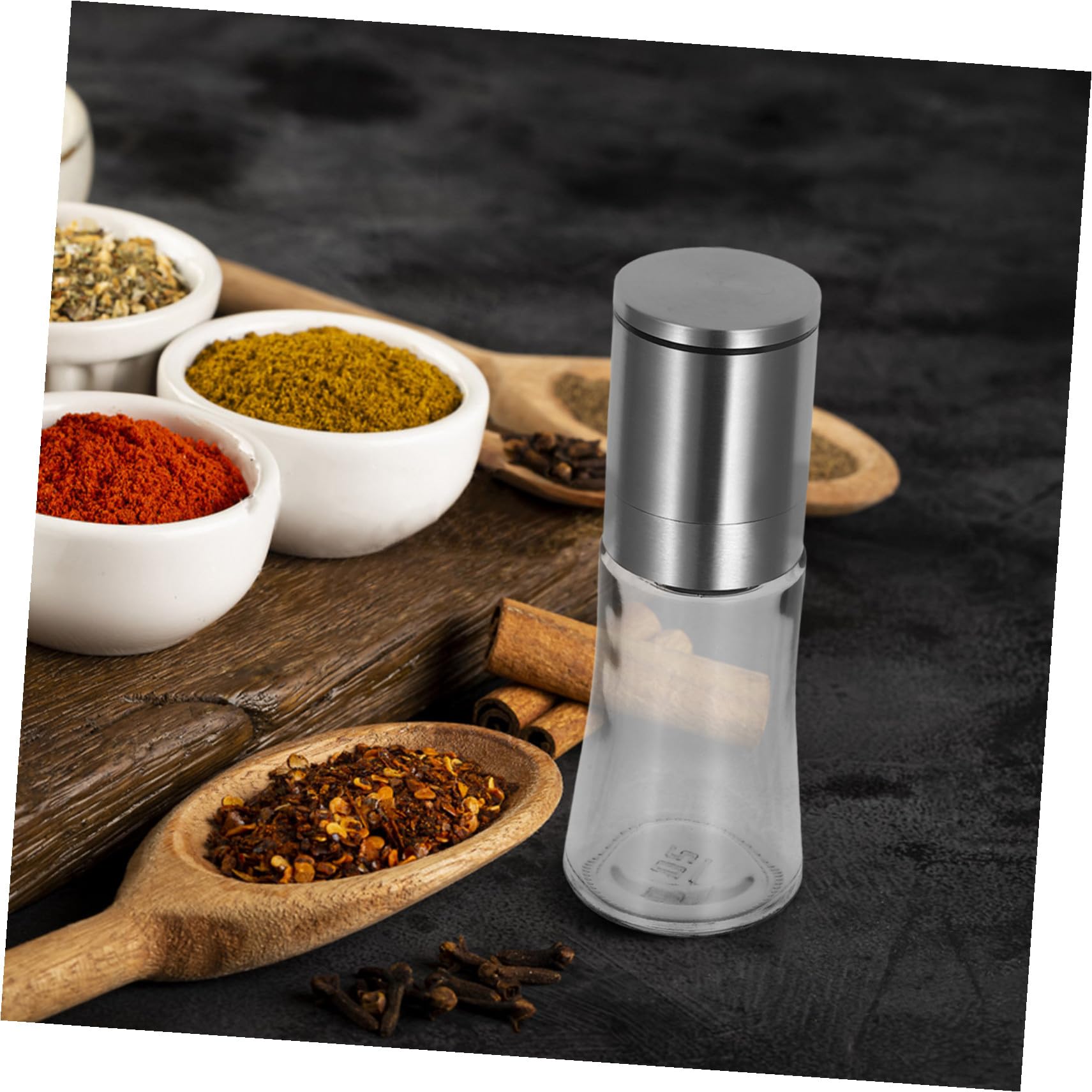 OUNONA 2 pezzi Macina Spezie Manuale in Acciaio con Finestra Trasparente per Condimenti e Macina Portatile per Cucina e Outdoor