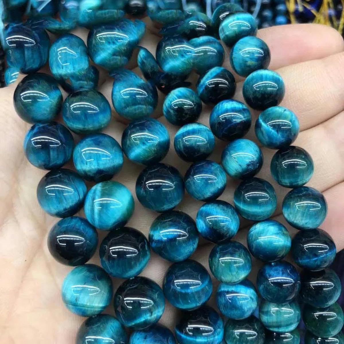Bracelet Perles œil De Tigre Bleu Et Rouge, Agate Mate - Fait Main Sur Mesure - Neuf