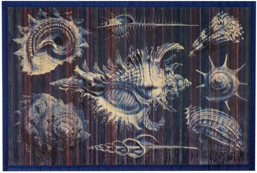 Kitchen Rugs Bamboo Mat Bamboo Rug Kitchen Floor Mats 2 x 3 Feet Beach Theme Blue Shells
