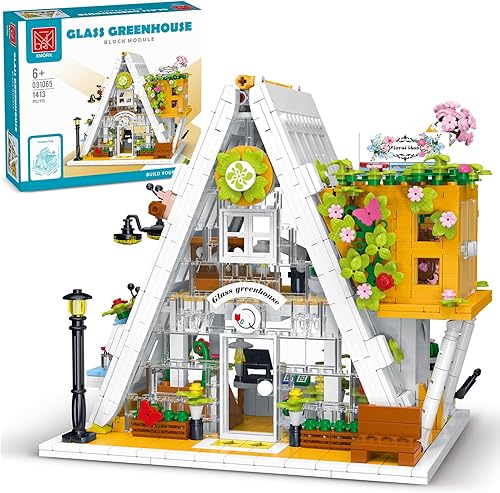 RuiDaXiang City Flower Store Kit de construcción de arquitectura, kit de modelo de casa de flores, juguete de bloques de construcción con luz LED,