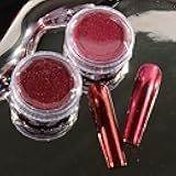 Red Metallic Chrome Powder, 2 Jars Red Style Oxblood Red Mirror Glitter Effect Chrome Pigment Powder Dust Manicure Tips with Sponge Applicators