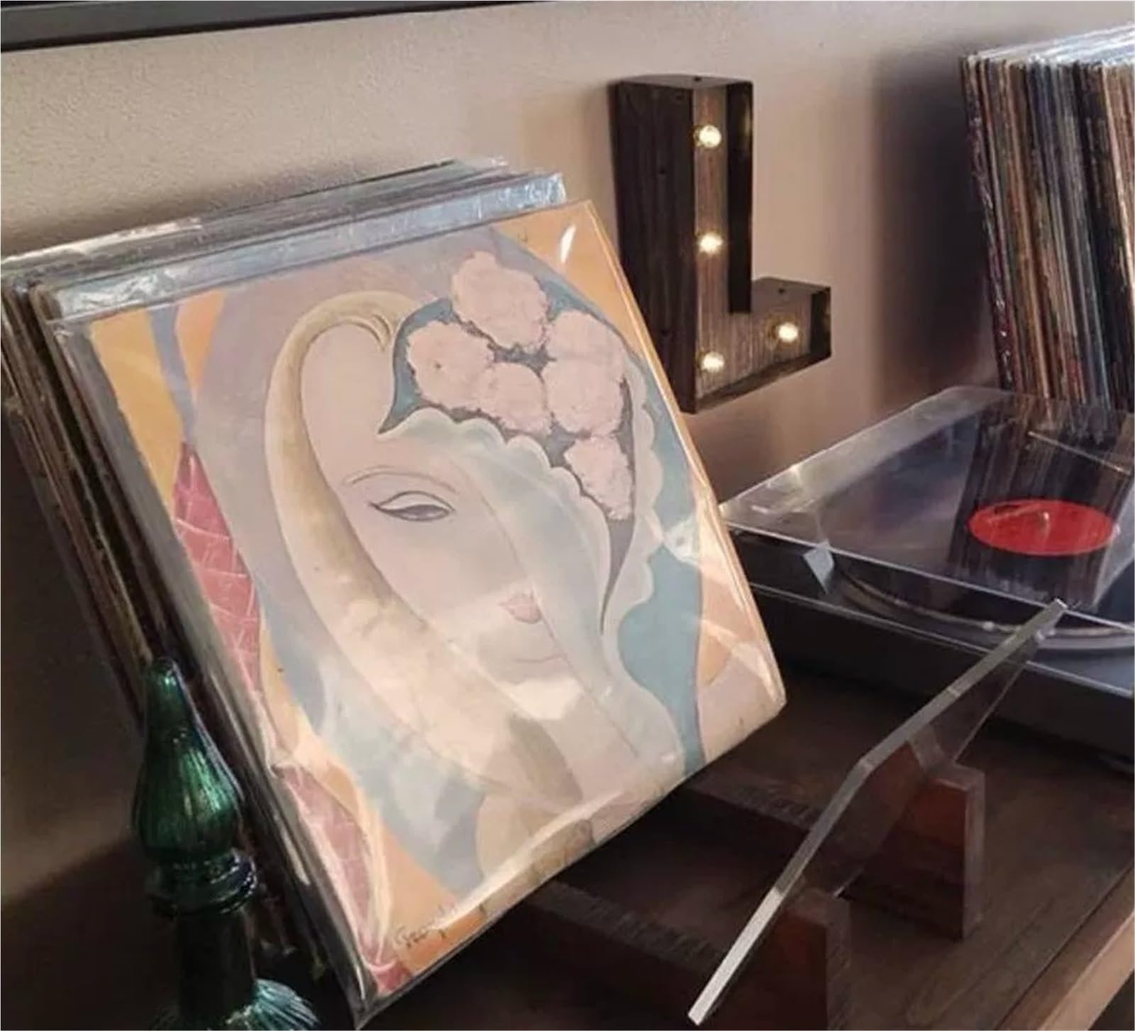 Esposizione E Archivio Legno con Pannello in Acrilico Trasparente Espositore for Dischi in Vinile O CD Organizer Multiuso Durevole Sala Musica E Collezionisti