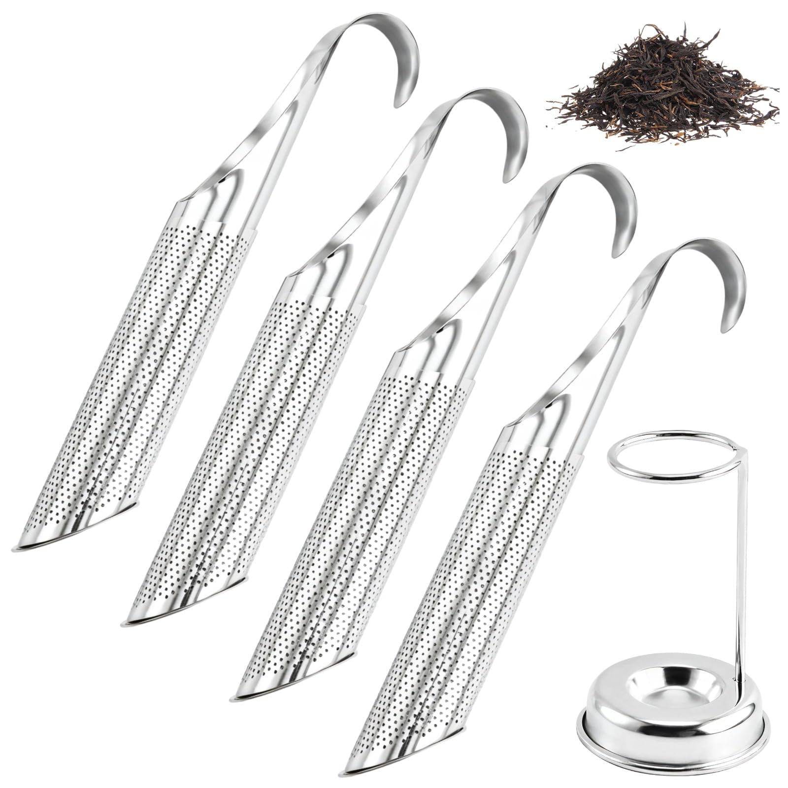 Conjunto de 4 peças de difusor de chá de aço inoxidável, coador de chá de aço inoxidável