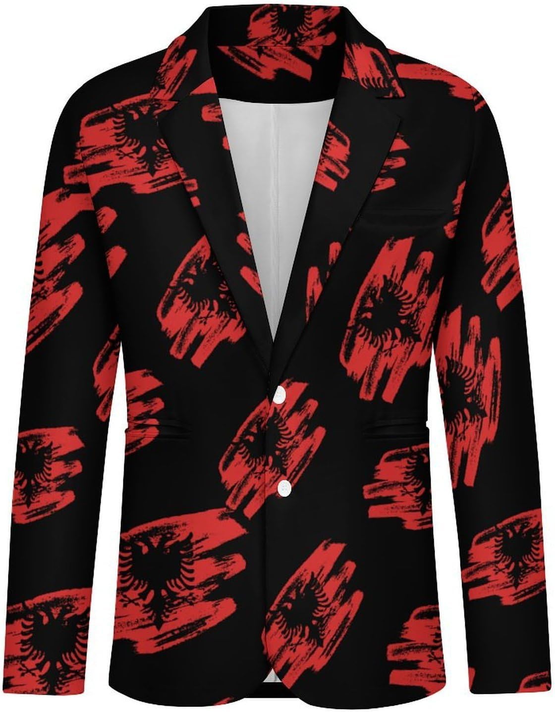 Vinage Albanian Flag Novelty Men's Blazer Slim Fit Suit Jackets 6X-Large