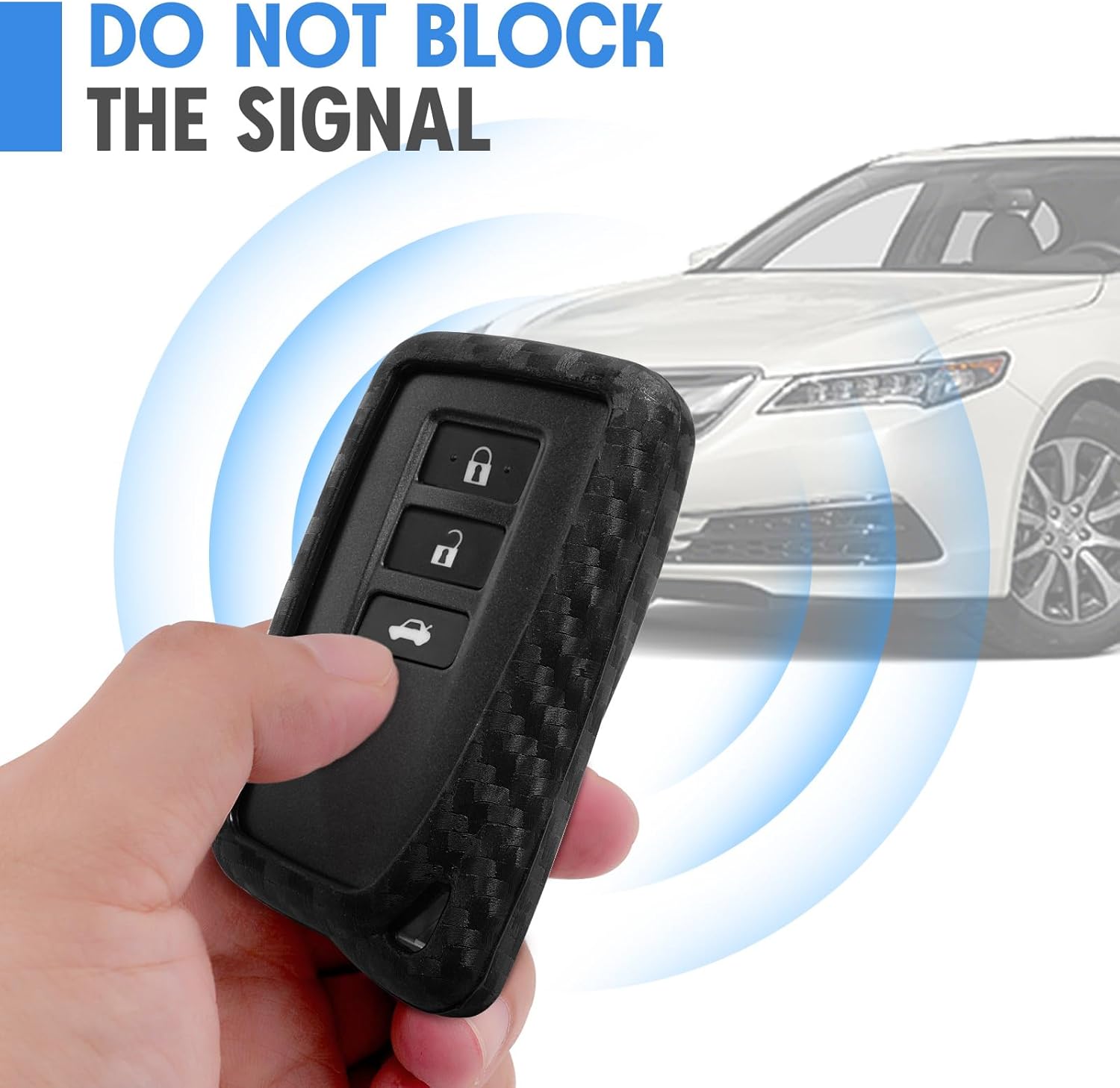 Key Fob Case Carbon Fiber Pattern Silicone Cover Compatible with Lexus ES 300H ES 350 GS 200T GS350 GS450H GS-F is 200 is 200T is 250 is 300 is 350 Universal Button Keyless Entry Remote - Image 6