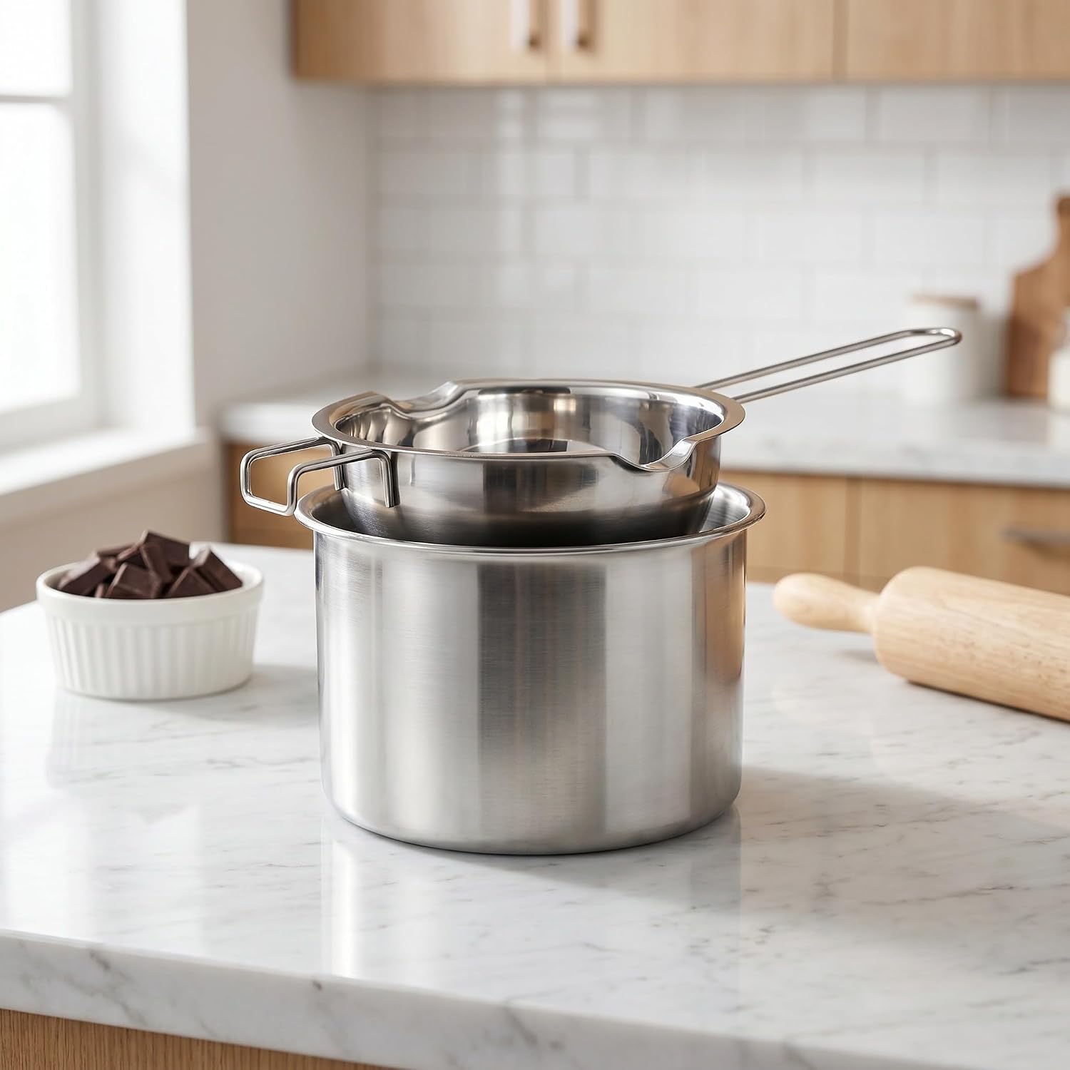 Double Boiler Pot 600ml Stainless Steel for Wax Candy Melting