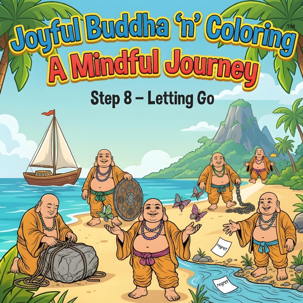 Joyful Buddha ‘n’ Coloring, A Mindful Journey, Step 8 – Letting Go: A Mindfulness Coloring Book for Adults Featuring Inspirational Quotes, Meditation ... Designs, and Peaceful Buddhist Inspired Art