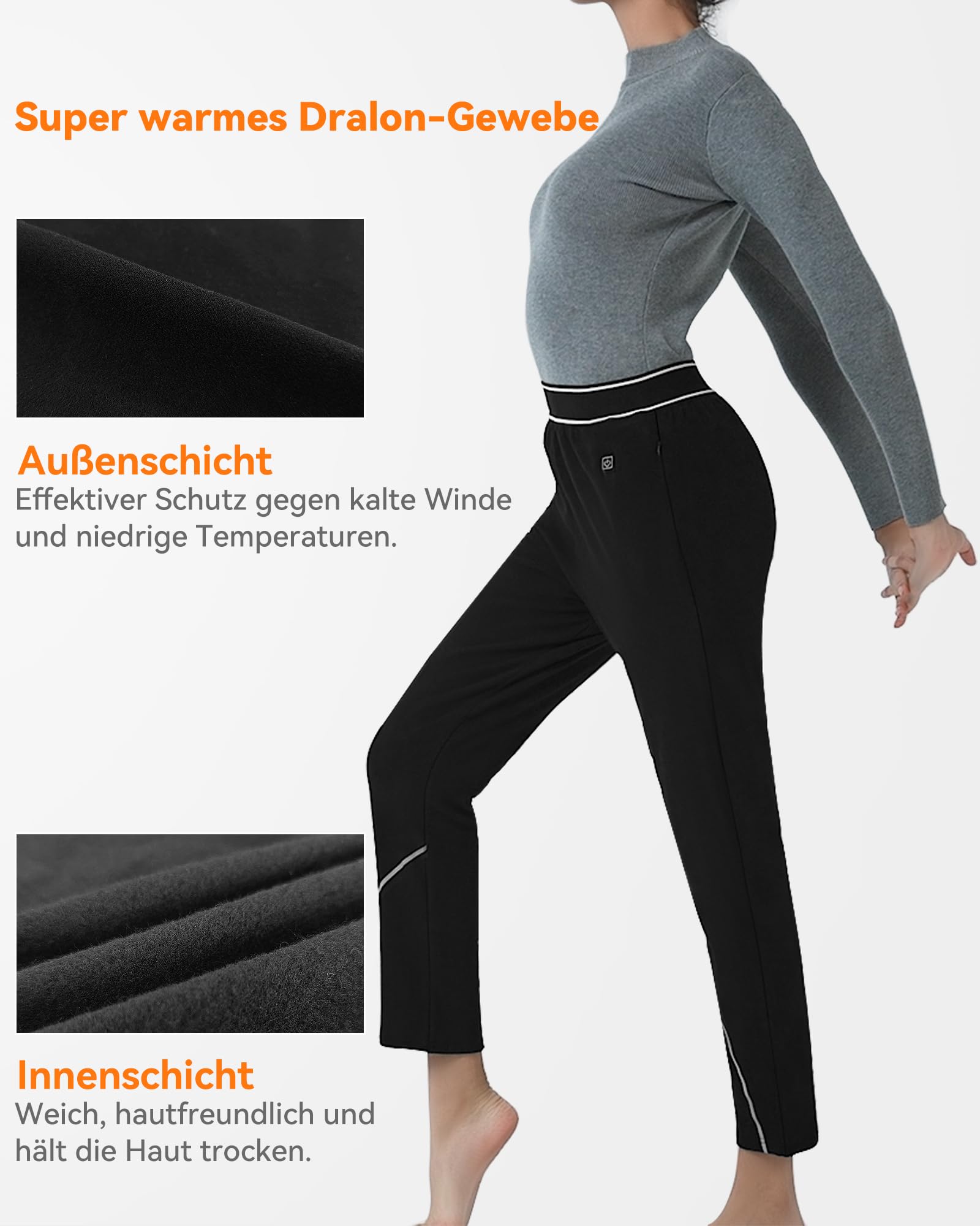 FERNIDA Pantaloni riscaldati da Donna, Neri Termici, con Power Bank, Invernali, Caldi, Leggings Termici, 3 Livelli di Temperatura