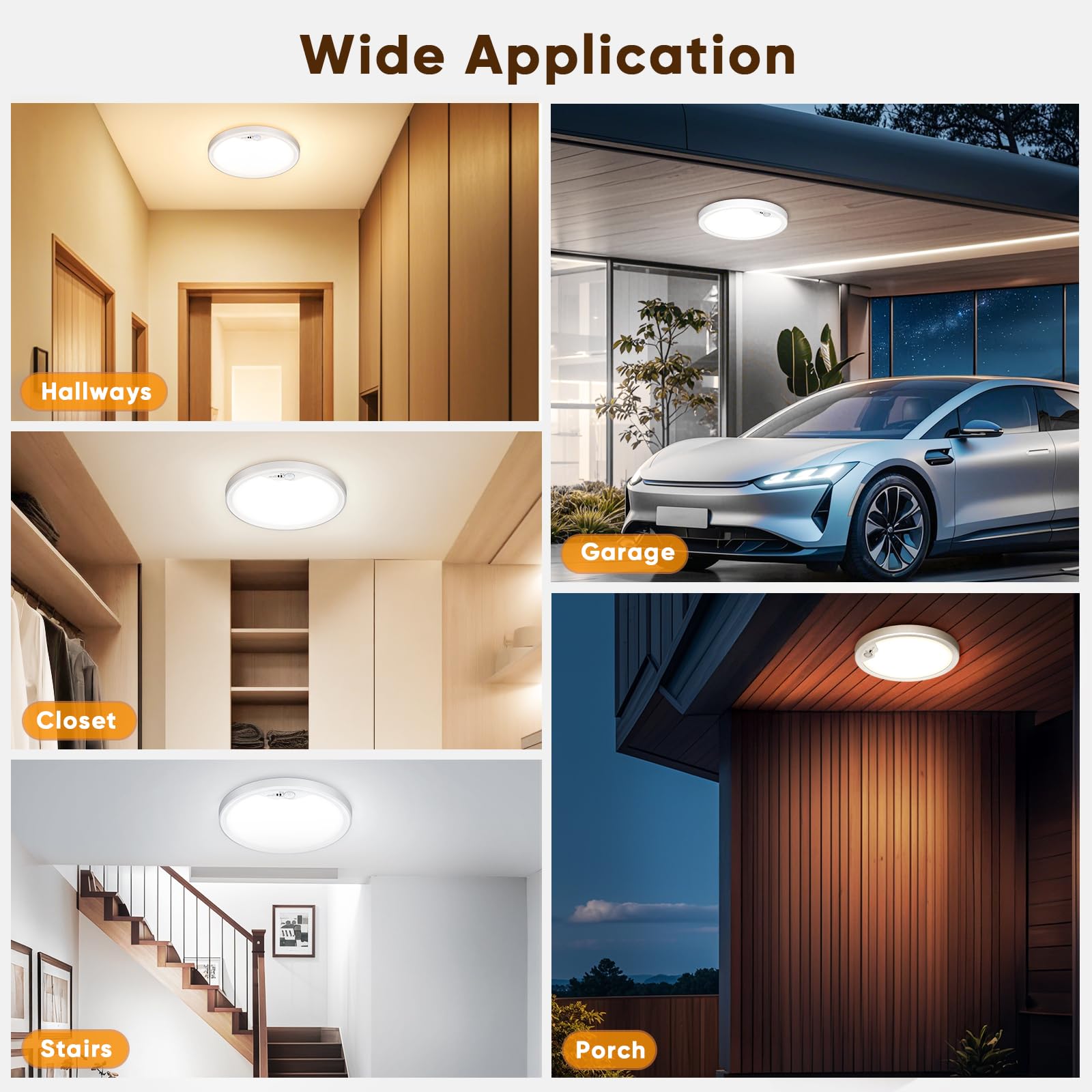NIBSHOOM Plafonnier LED Detecteur de Mouvement,3000K/4000K/6500K/18W Plafonnier Salle de Bain,IP44 Lampe LED Plafond pour Couloir Escaliers Balcon GarageØ22cm-1pièce