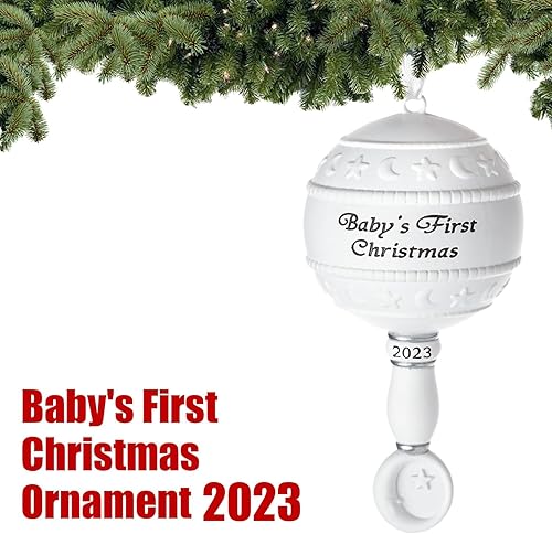Miniatura 3 de Klikel Adorno de Navidad para bebé 2023  Adorno de primera Navidad de bebé de sonajero 3D blanco 2023  1er adorno de Navidad para bebé 2023  Adorno