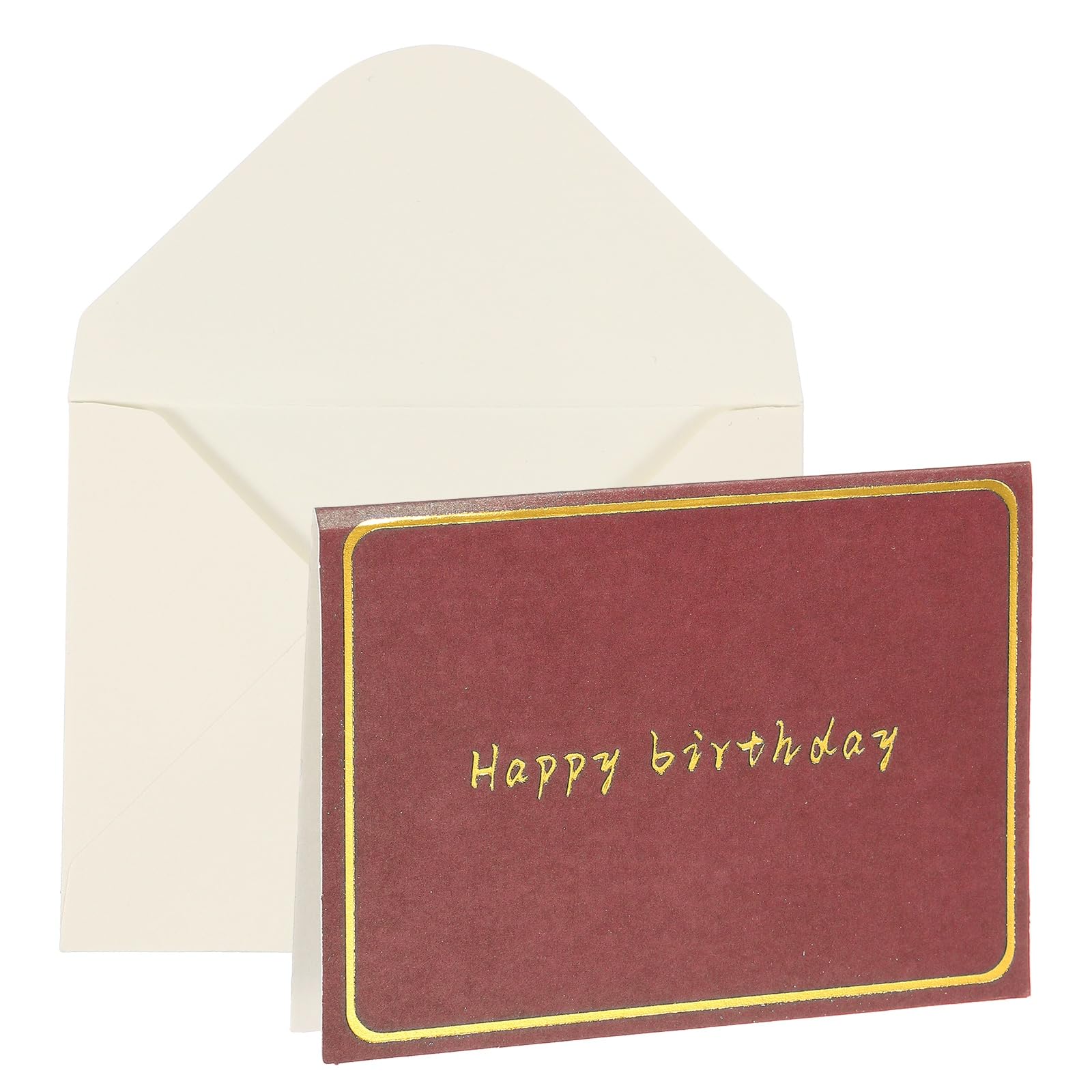 YOKIVE 3x4 Happy birthday Cards, 20 Pcs, Red, Small Greeting Card Blank Cards and Envelopes Minimalist Gold Border for Friends Business Adult Men Woman Gift Party Wedding