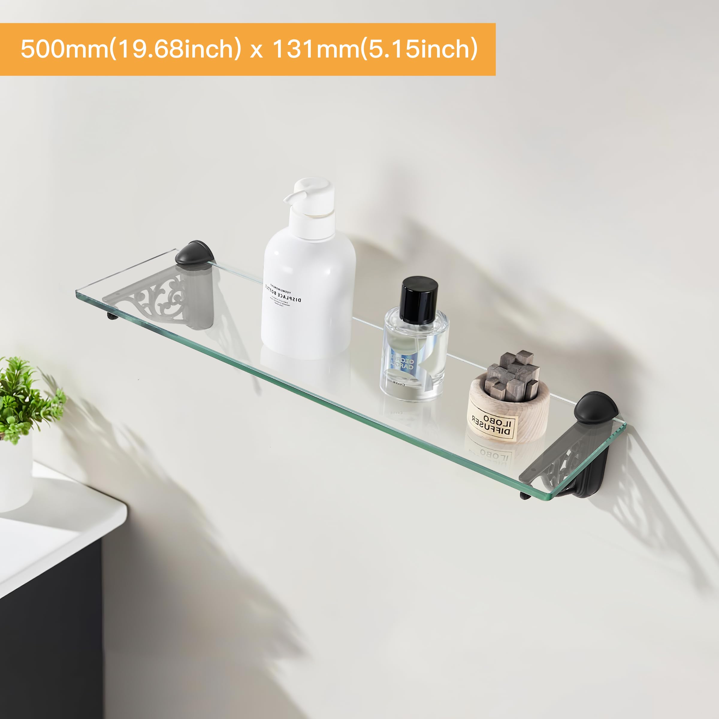 KHTUMEWARE-245MB+19.6BL Matte Black Shelf Brackets 20 in (508 mm) in Matte Black — KHTUMEWARE
