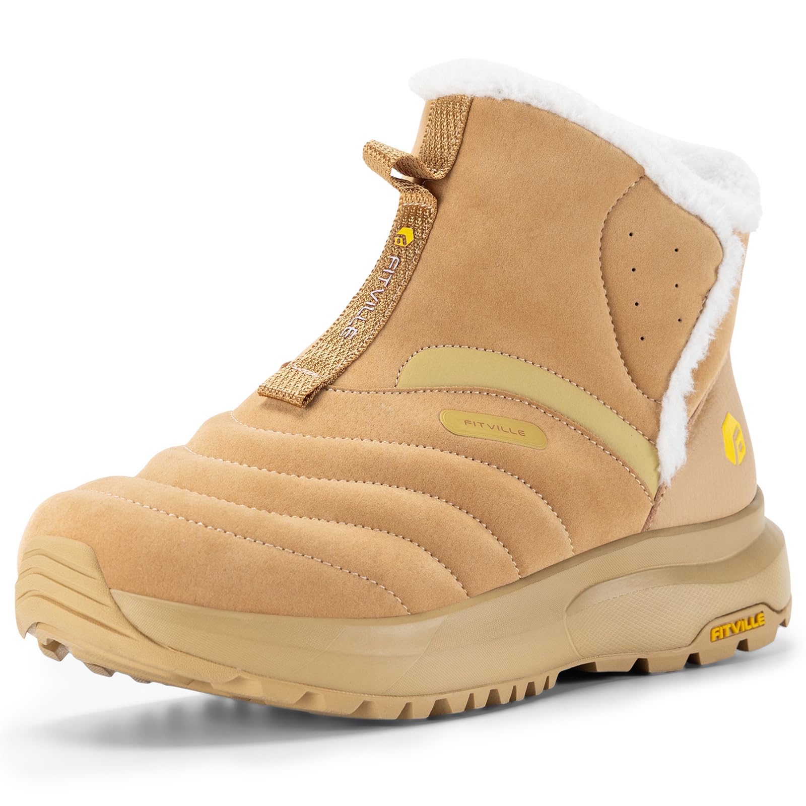 FitVille Damen Winterstiefel Extra Weit Winterschuhe mit Klettverschluss Kurzschaft Stiefel Rutschfest Boots