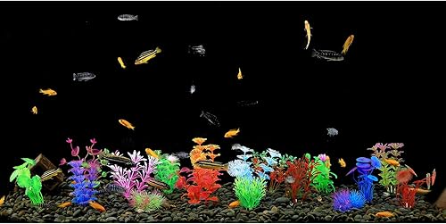 Miniatura 8 de CousDUoBe - Plantas acuáticas artificiales pequeñas para decoración de acuario plantas hidropónicas de plástico se utilizan para el hogar y la