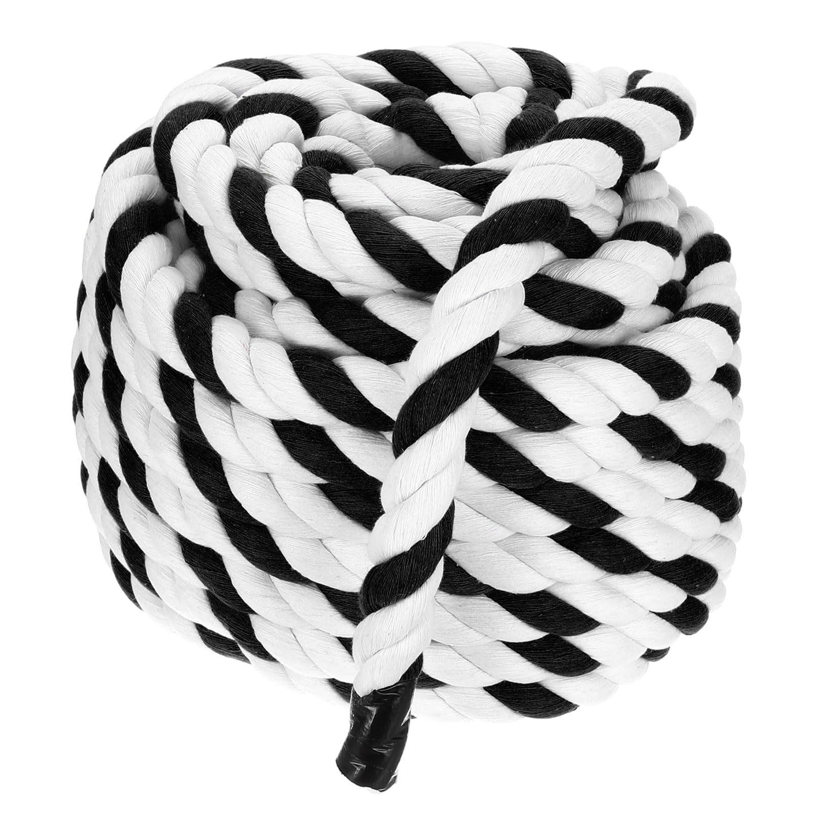 PATIKIL 1 Inch x 50 Feet Natural Twisted Cotton Rope 3 Strand Strong Thick Cotton Rope Tug of War Rope for Railings Crafts Games Home Decor Black White