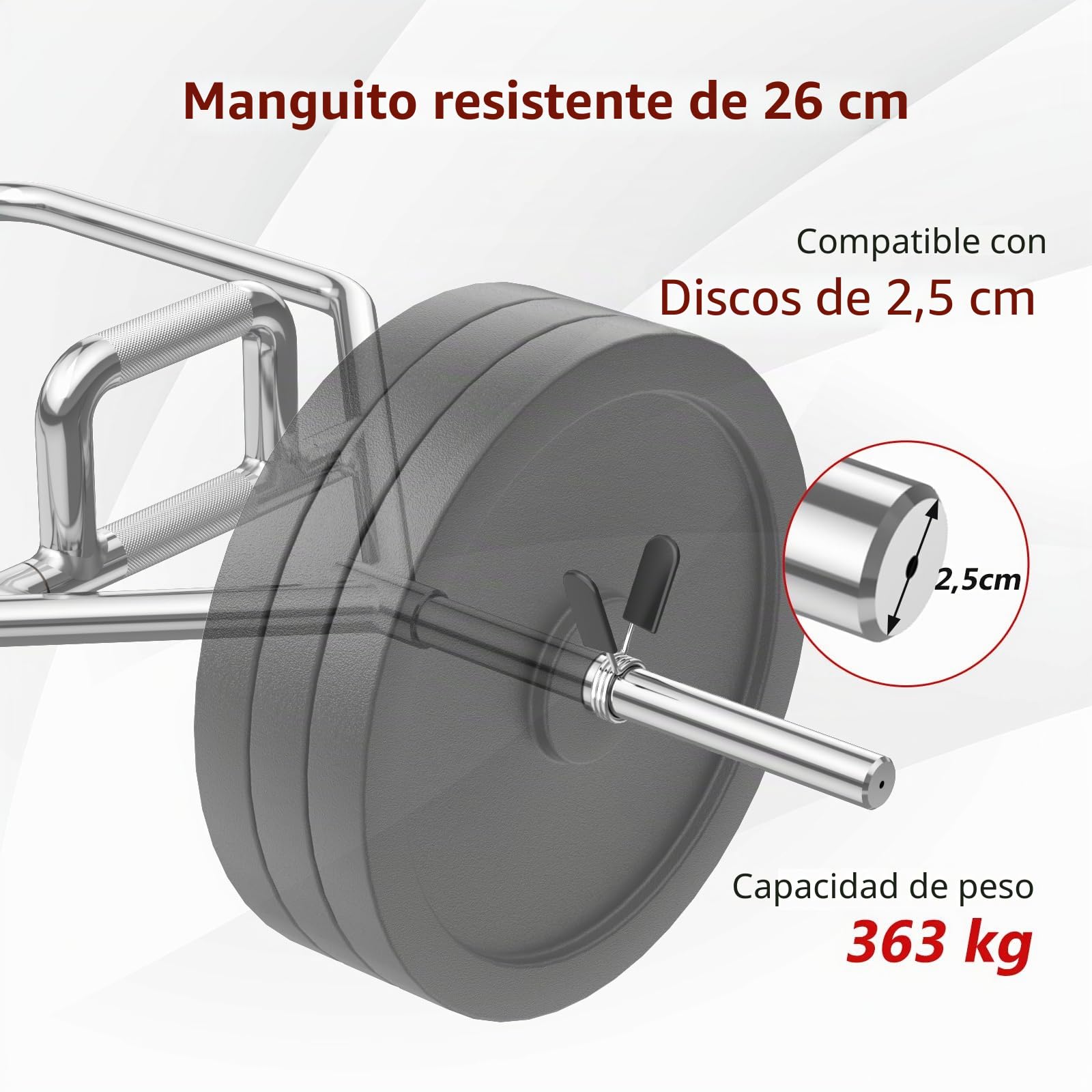 GOPLUS Barra Hexagonal para Sentadillas y Peso Muerto con Carga de 363 kg | Barra Z de Musculación con Mango Plegable, Moleteado y Cierre de Muelle, Plateado