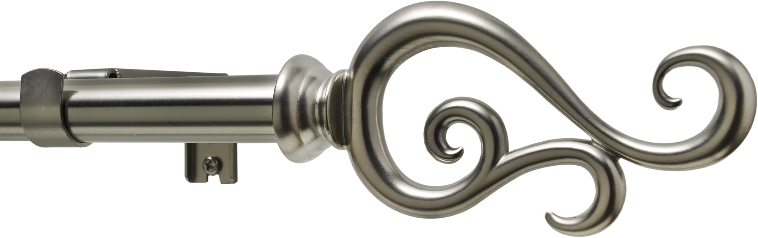 Kenney Scroll 3/4" Standard Decorative Window Curtain Rod, Satin Nickel, 36-66"