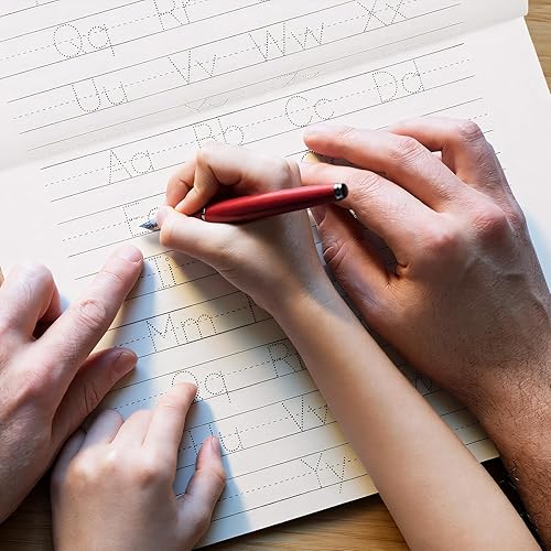 Miniatura 6 de Paquete de 3 cuadernos de papel de escritura con líneas punteadas para práctica de escritura a mano, rayado con línea media punteada, 100 páginas