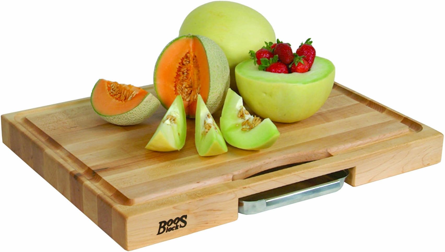 Boos BlockJohn PM2418225-P Newton Prep Master Maple Wood Reversible Cutting Board with Juice Groove and Pan, 24 Inches x 18 Inches x 2.25 Inches
