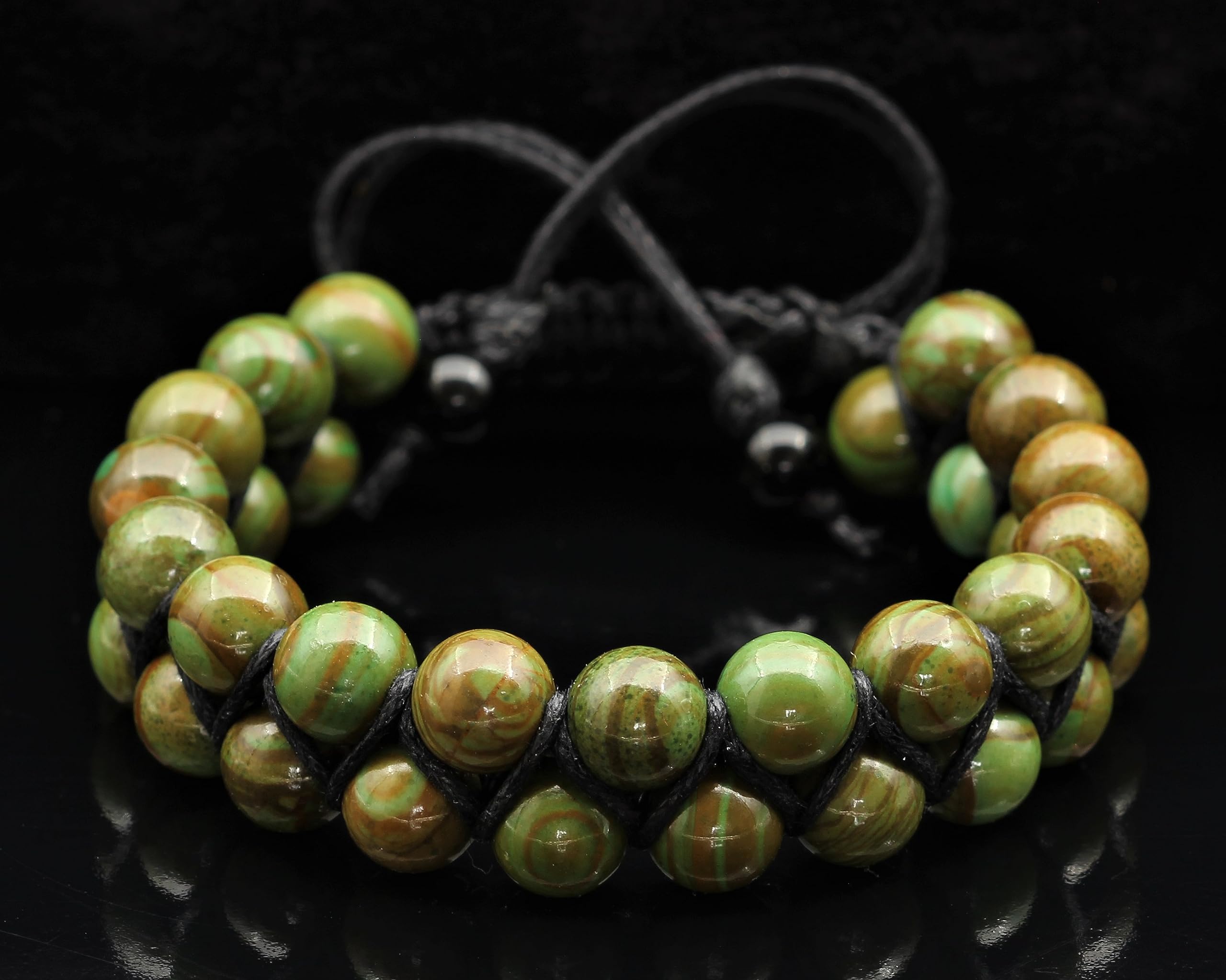 - Pulsera de cuentas de jaspe verde natural, pulsera unisex de macramé con piedras preciosas auténticas de obsesión (mujer, jaspe verde)