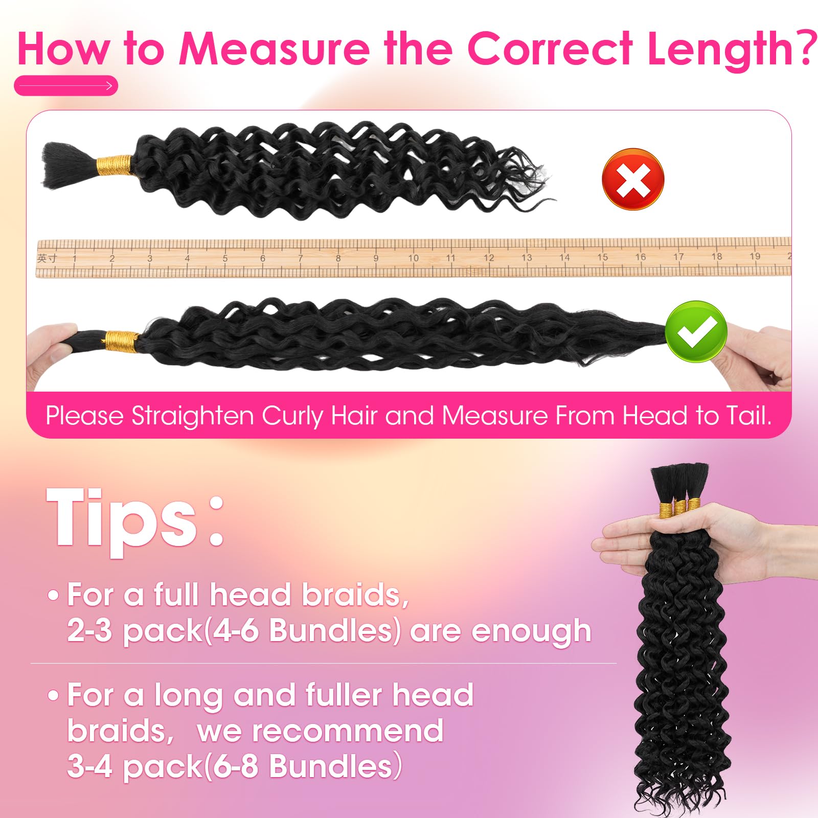 Silk-co Boho Braids Extension Capelli Veri No Weft Bulk Tessitura Matassa Ricci Deep Wave 45cm 50g/pack #1B Nero Naturale